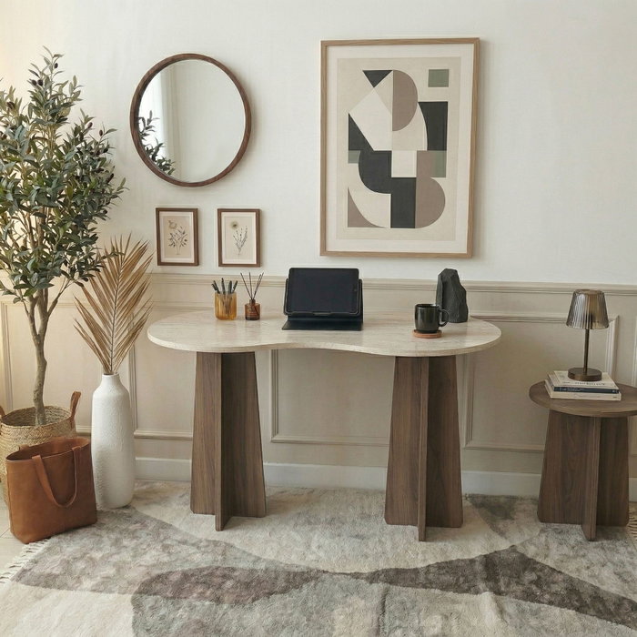 Hanah Home Escritorio de Estudio Infini Travertino y Nogal